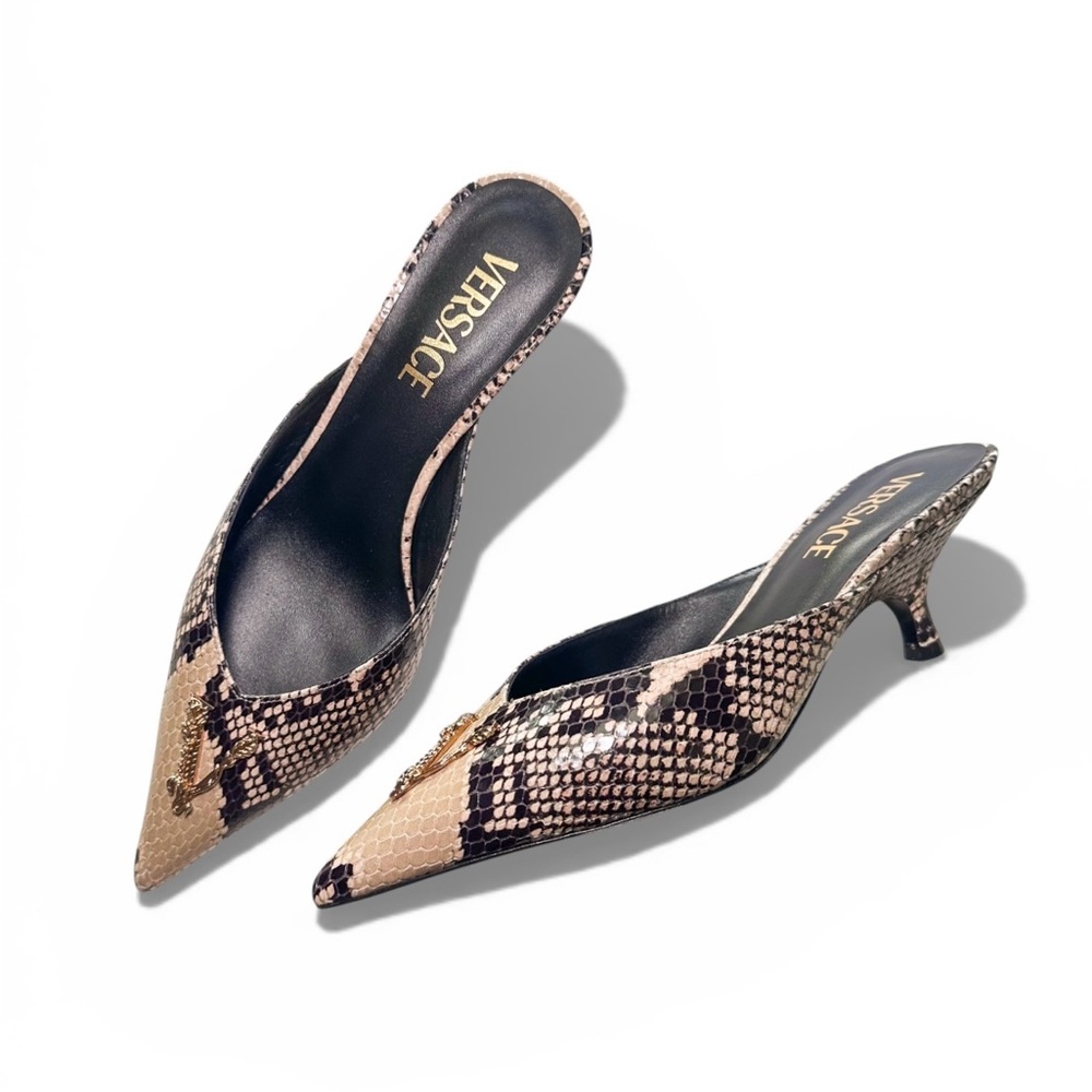 Versace Python Mule Kitten Heels - image 1